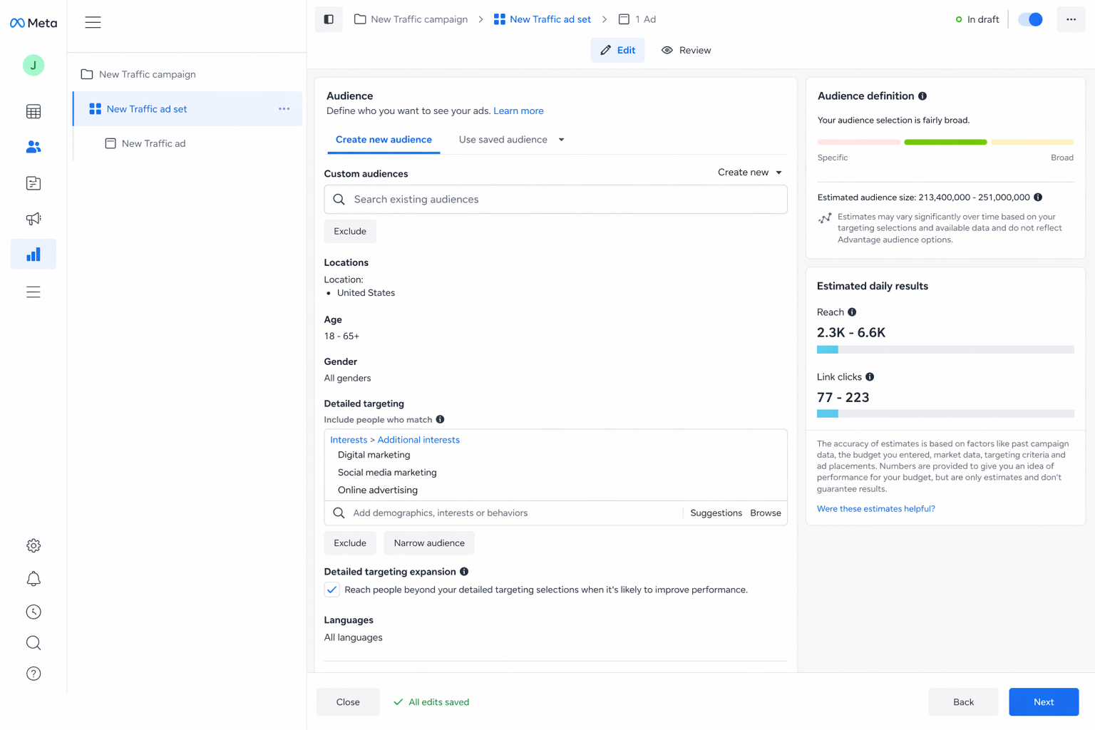 audience selection and targeting interface